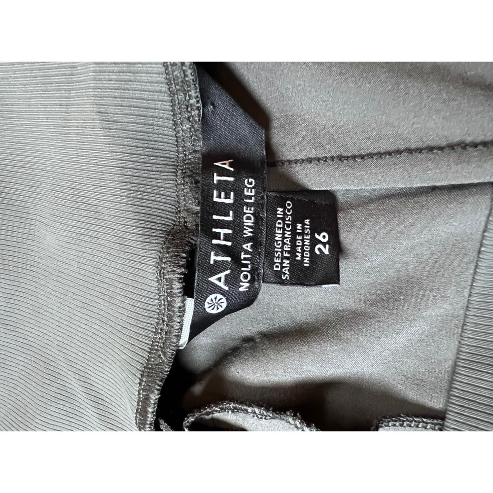 Athleta Nolita Wide Leg Pants Women 26 Olive Green/ Gray Athleisure Minimalist - Picture 2 of 6